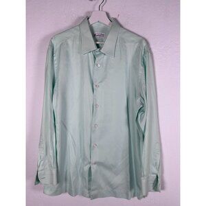 Hemrajani Bros Mens Mint Green Tailored Shirt Long Sleeve Button-Up Office Wear
